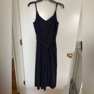 Carolina Belle, Jumpsuit. Size 6, Navy blue with white poka dots, V Neck